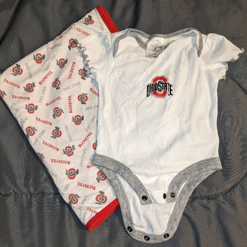 OSU baby blanket and onsie.   Item #14